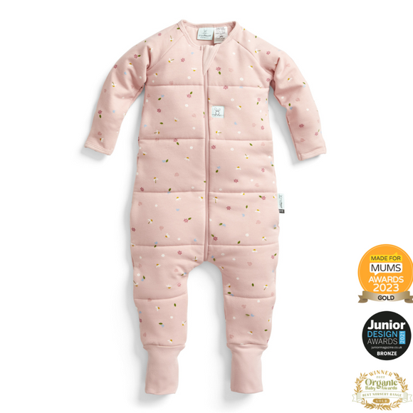 ergoPouch - Organic Winter Long Sleeved Sleep Onesie - Daisies - 3.5 TOG