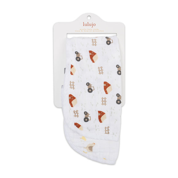 Lulujo - Cotton Muslin Winding Cloth - Barnyard & Hend Chicks 2 pack