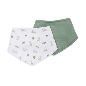 Lulujo - Bandana Bib - Bunnies & Fern - 2 Pack